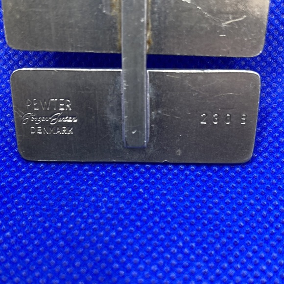 Jorgen Jensen Pewter Blue Glass Pendant #230B - Picture 3 of 5